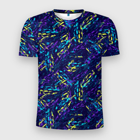 Мужская футболка 3D Slim с принтом Abstract vector pattern в Тюмени, 100% полиэстер с улучшенными характеристиками | приталенный силуэт, круглая горловина, широкие плечи, сужается к линии бедра | 