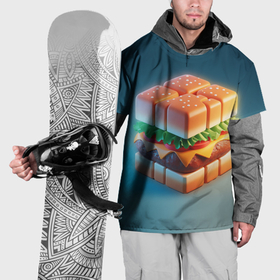 Накидка на куртку 3D с принтом Абстрактный гамбургер в форме куба в Тюмени, 100% полиэстер |  | Тематика изображения на принте: 