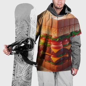 Накидка на куртку 3D с принтом Гамбургер в кубе в Курске, 100% полиэстер |  | Тематика изображения на принте: 