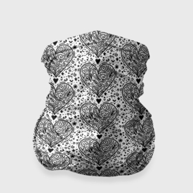 Бандана-труба 3D с принтом Сердце из дудлов паттерн в Новосибирске, 100% полиэстер, ткань с особыми свойствами — Activecool | плотность 150‒180 г/м2; хорошо тянется, но сохраняет форму | 