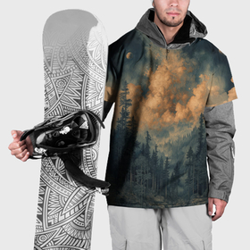 Накидка на куртку 3D с принтом Сказочные облака над лесом в Курске, 100% полиэстер |  | 
