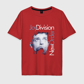 Мужская футболка хлопок Oversize с принтом Joy Division   Ian Curtis в Кировске, 100% хлопок | свободный крой, круглый ворот, “спинка” длиннее передней части | 