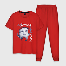 Мужская пижама хлопок с принтом Joy Division   Ian Curtis в Новосибирске, 100% хлопок | брюки и футболка прямого кроя, без карманов, на брюках мягкая резинка на поясе и по низу штанин
 | 