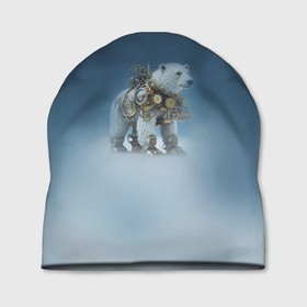 Шапка 3D с принтом Белый северный медведь в стиле стимпанк в Курске, 100% полиэстер | универсальный размер, печать по всей поверхности изделия | 