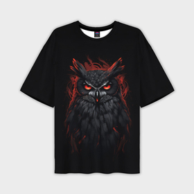 Мужская футболка oversize 3D с принтом Evil owl в Кировске,  |  | Тематика изображения на принте: 