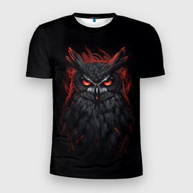 Мужская футболка 3D Slim с принтом Evil owl в Кировске, 100% полиэстер с улучшенными характеристиками | приталенный силуэт, круглая горловина, широкие плечи, сужается к линии бедра | Тематика изображения на принте: 