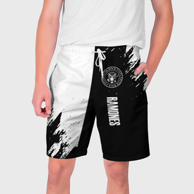 Мужские шорты 3D с принтом Ramones краски абстракция в Екатеринбурге,  полиэстер 100% | прямой крой, два кармана без застежек по бокам. Мягкая трикотажная резинка на поясе, внутри которой широкие завязки. Длина чуть выше колен | 