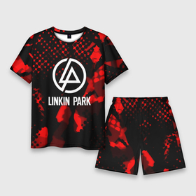 Мужской костюм с шортами 3D с принтом Linkin park краски текстуры в Екатеринбурге,  |  | 