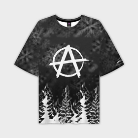 Мужская футболка oversize 3D с принтом Anarchy winter gray в Кировске,  |  | 