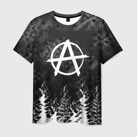 Мужская футболка 3D с принтом Anarchy winter gray , 100% полиэфир | прямой крой, круглый вырез горловины, длина до линии бедер | Тематика изображения на принте: 