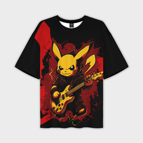 Мужская футболка oversize 3D с принтом Устрашаюший покемон с гитарой в Кировске,  |  | Тематика изображения на принте: 