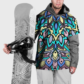 Накидка на куртку 3D с принтом Мандала ярко голубой в Петрозаводске, 100% полиэстер |  | Тематика изображения на принте: 