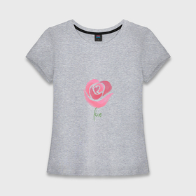 Женская футболка хлопок Slim с принтом Роза любви love ,  |  | 
