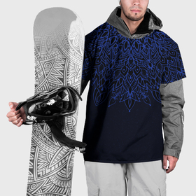 Накидка на куртку 3D с принтом Тёмно синий узорами мандала в Санкт-Петербурге, 100% полиэстер |  | 