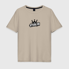 Мужская футболка хлопок Oversize с принтом Hyunjin k stars в Кировске, 100% хлопок | свободный крой, круглый ворот, “спинка” длиннее передней части | 