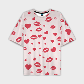 Мужская футболка oversize 3D с принтом Поцелуйчики паттерн в Тюмени,  |  | Тематика изображения на принте: 