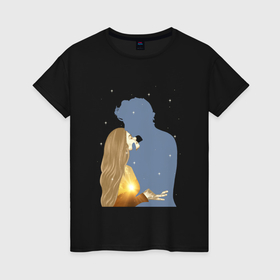 Женская футболка хлопок с принтом Влюбленный день в Курске, 100% хлопок | прямой крой, круглый вырез горловины, длина до линии бедер, слегка спущенное плечо | 