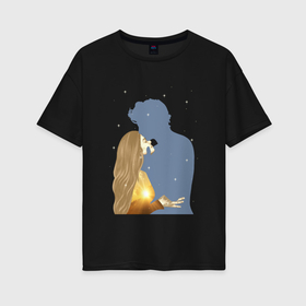 Женская футболка хлопок Oversize с принтом Влюбленный день в Курске, 100% хлопок | свободный крой, круглый ворот, спущенный рукав, длина до линии бедер
 | 