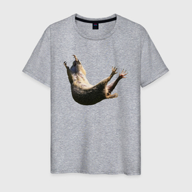 Мужская футболка хлопок с принтом Когтястый суслик в воздухе в Новосибирске, 100% хлопок | прямой крой, круглый вырез горловины, длина до линии бедер, слегка спущенное плечо. | 