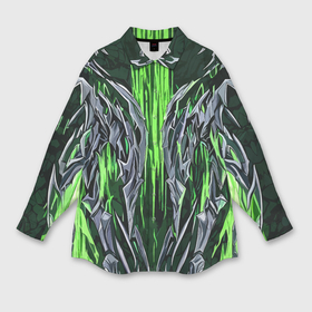Мужская рубашка oversize 3D с принтом Железо и зелёные полосы в Тюмени,  |  | 