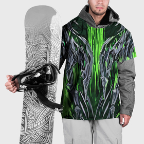 Накидка на куртку 3D с принтом Железо и зелёные полосы в Санкт-Петербурге, 100% полиэстер |  | Тематика изображения на принте: 