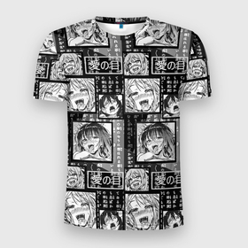 Мужская футболка 3D Slim с принтом Ahegao cartoon в Екатеринбурге, 100% полиэстер с улучшенными характеристиками | приталенный силуэт, круглая горловина, широкие плечи, сужается к линии бедра | 