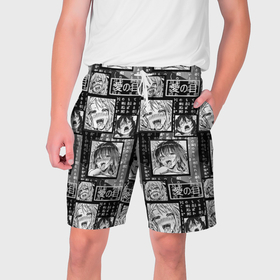 Мужские шорты 3D с принтом Ahegao cartoon в Санкт-Петербурге,  полиэстер 100% | прямой крой, два кармана без застежек по бокам. Мягкая трикотажная резинка на поясе, внутри которой широкие завязки. Длина чуть выше колен | Тематика изображения на принте: 