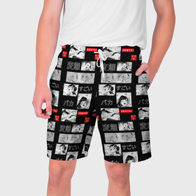 Мужские шорты 3D с принтом Ahegao hentai в Тюмени,  полиэстер 100% | прямой крой, два кармана без застежек по бокам. Мягкая трикотажная резинка на поясе, внутри которой широкие завязки. Длина чуть выше колен | 