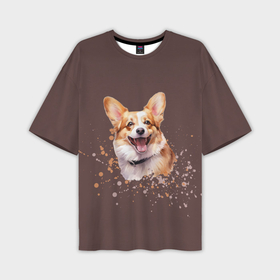 Мужская футболка oversize 3D с принтом Корги   весёлая собака в Курске,  |  | 