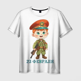 Мужская футболка 3D с принтом День защитника отечества в Новосибирске, 100% полиэфир | прямой крой, круглый вырез горловины, длина до линии бедер | 