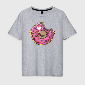 Мужская футболка хлопок Oversize с принтом Homer donut в Белгороде, 100% хлопок | свободный крой, круглый ворот, “спинка” длиннее передней части | 
