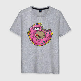 Мужская футболка хлопок с принтом Homer donut в Екатеринбурге, 100% хлопок | прямой крой, круглый вырез горловины, длина до линии бедер, слегка спущенное плечо. | 