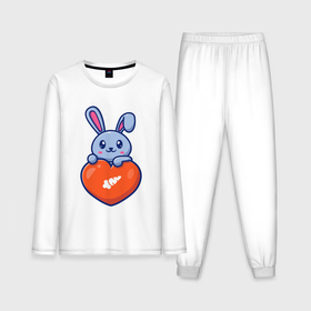 Мужская пижама с лонгсливом хлопок с принтом Кролик и сердечко в Петрозаводске,  |  | 
