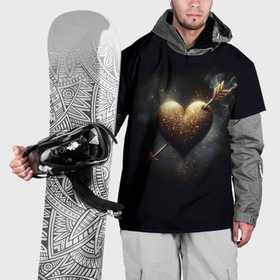 Накидка на куртку 3D с принтом Золотое сердце   стрела в Кировске, 100% полиэстер |  | 