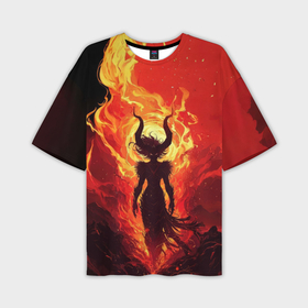 Мужская футболка oversize 3D с принтом Демонесса в огненном мире в Санкт-Петербурге,  |  | Тематика изображения на принте: 