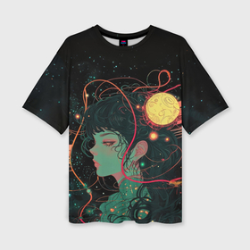 Женская футболка oversize 3D с принтом Космическая богиня в Тюмени,  |  | 