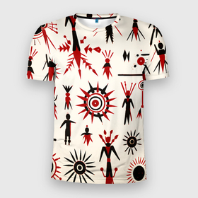 Мужская футболка 3D Slim с принтом Абстрактные фигурки в Курске, 100% полиэстер с улучшенными характеристиками | приталенный силуэт, круглая горловина, широкие плечи, сужается к линии бедра | 