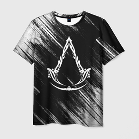 Мужская футболка 3D с принтом Assassins creed Mirage   потертости в Кировске, 100% полиэфир | прямой крой, круглый вырез горловины, длина до линии бедер | 