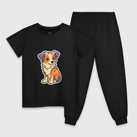 Детская пижама хлопок с принтом Стикер милая собачка от нейросети в Тюмени, 100% хлопок |  брюки и футболка прямого кроя, без карманов, на брюках мягкая резинка на поясе и по низу штанин
 | 