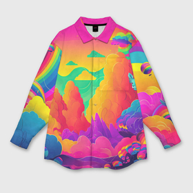 Мужская рубашка oversize 3D с принтом Яркие краски перетекают в радугу в Кировске,  |  | 