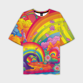 Мужская футболка oversize 3D с принтом Яркий мир радуги и красок в Кировске,  |  | Тематика изображения на принте: 