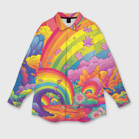 Мужская рубашка oversize 3D с принтом Яркий мир радуги и красок в Тюмени,  |  | 