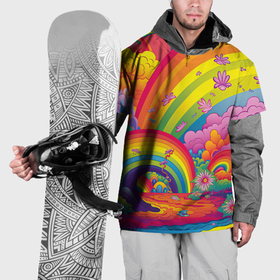 Накидка на куртку 3D с принтом Яркий мир радуги и красок в Тюмени, 100% полиэстер |  | 