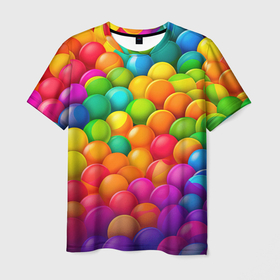 Мужская футболка 3D с принтом Радужные пупырки в Петрозаводске, 100% полиэфир | прямой крой, круглый вырез горловины, длина до линии бедер | 