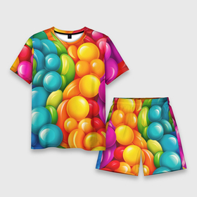 Мужской костюм с шортами 3D с принтом Радужные яркие шарики в Курске,  |  | 