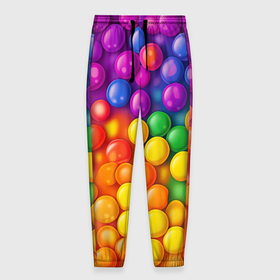 Мужские брюки 3D с принтом Разноцветные  шарики в Курске, 100% полиэстер | манжеты по низу, эластичный пояс регулируется шнурком, по бокам два кармана без застежек, внутренняя часть кармана из мелкой сетки | 