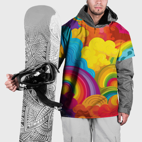 Накидка на куртку 3D с принтом Радужные яркие волны в Белгороде, 100% полиэстер |  | Тематика изображения на принте: 