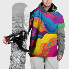 Накидка на куртку 3D с принтом Волны из яркой радуги в Белгороде, 100% полиэстер |  | Тематика изображения на принте: 