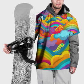 Накидка на куртку 3D с принтом Радужные абстрактные волны в Белгороде, 100% полиэстер |  | Тематика изображения на принте: 