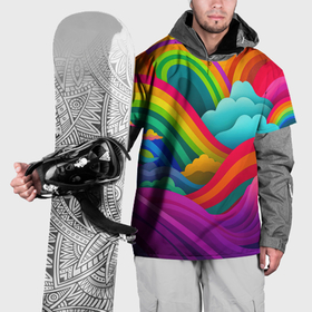 Накидка на куртку 3D с принтом Яркие сочные волны из радуги , 100% полиэстер |  | 